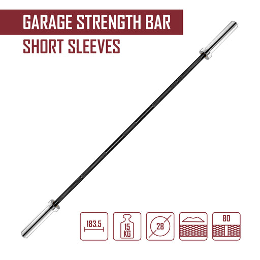 Garage Strength Bar - E-Coat Shaft with Chrome Sleeves - Strength Shop