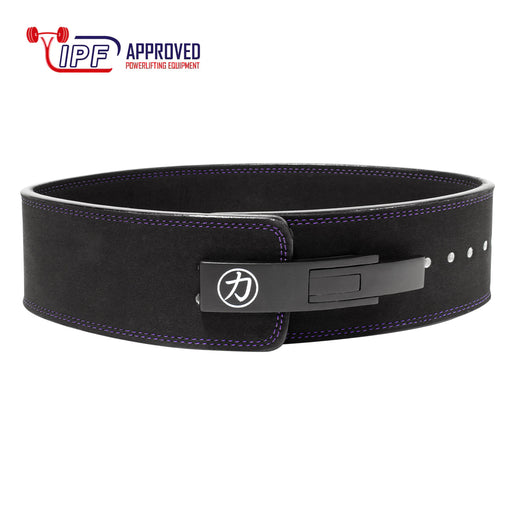 Black w/ Purple Stitching Lever Belt, 10mm - IPF Approved - Strength Shop
