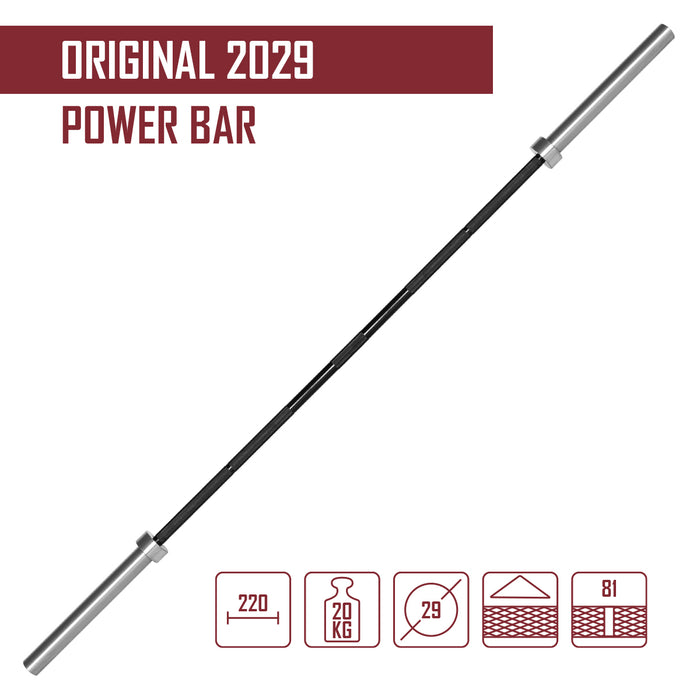 Original 2029 Power Bar, Black Shaft & Chrome Sleeves - Strength Shop