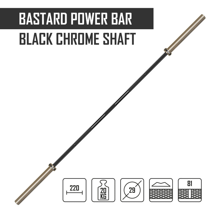 Bastard Power Bar With Black Chrome Shaft & Bronze Bushings - Strength Shop