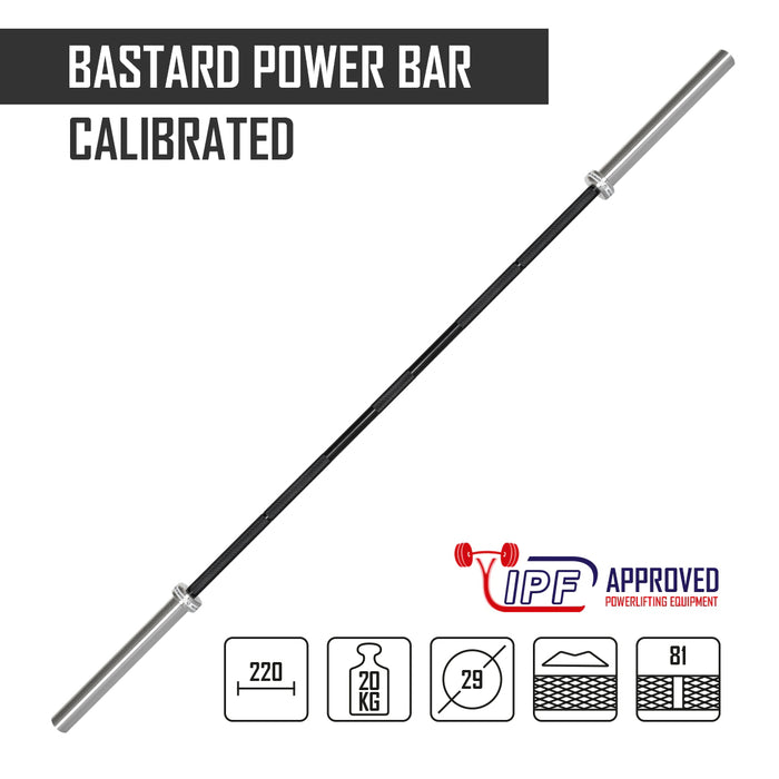Calibrated 20kg Bastard Power Bar - Black Shaft, IPF Approved - Strength Shop