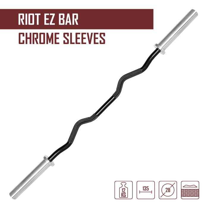 Riot EZ Curl Bar, 12kg - Black Shaft - Strength Shop