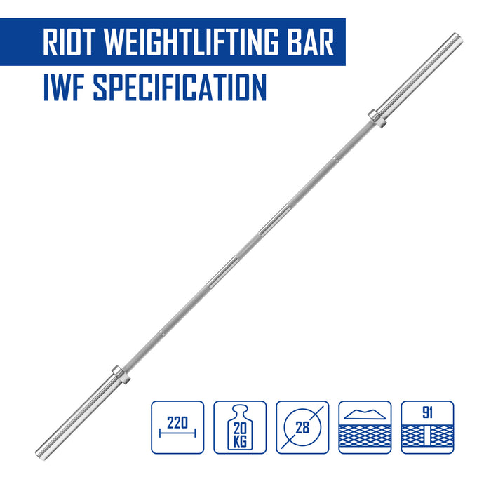 Riot Weightlifting Bar - Men's 20kg, IWF Specification - Strength Shop
