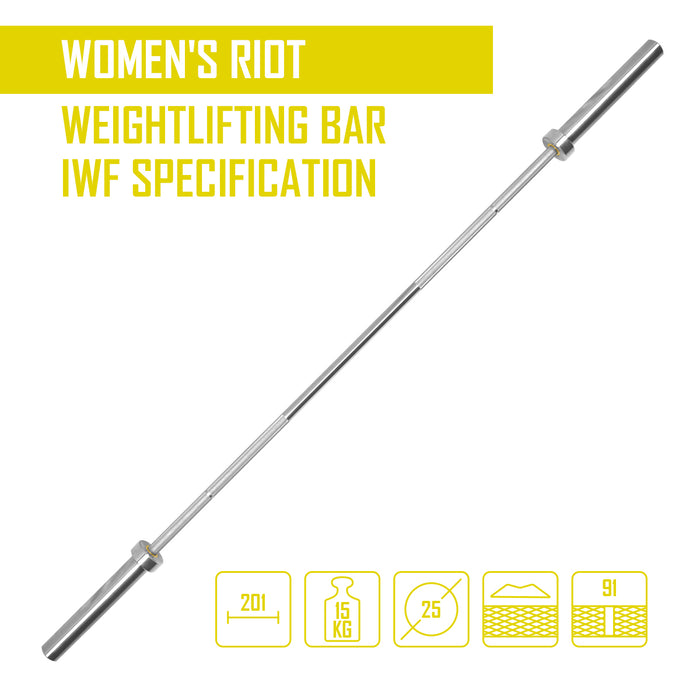 Riot Weightlifting Bar - Women's 15kg, IWF Specification - Strength Shop