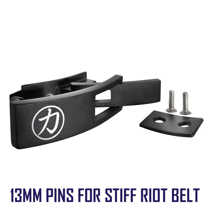 Lever buckle with long pins for 13mm stiff riot belt - Strength Shop