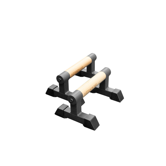Wooden Grip Parallettes - 3 Sizes, Steel Base - Strength Shop