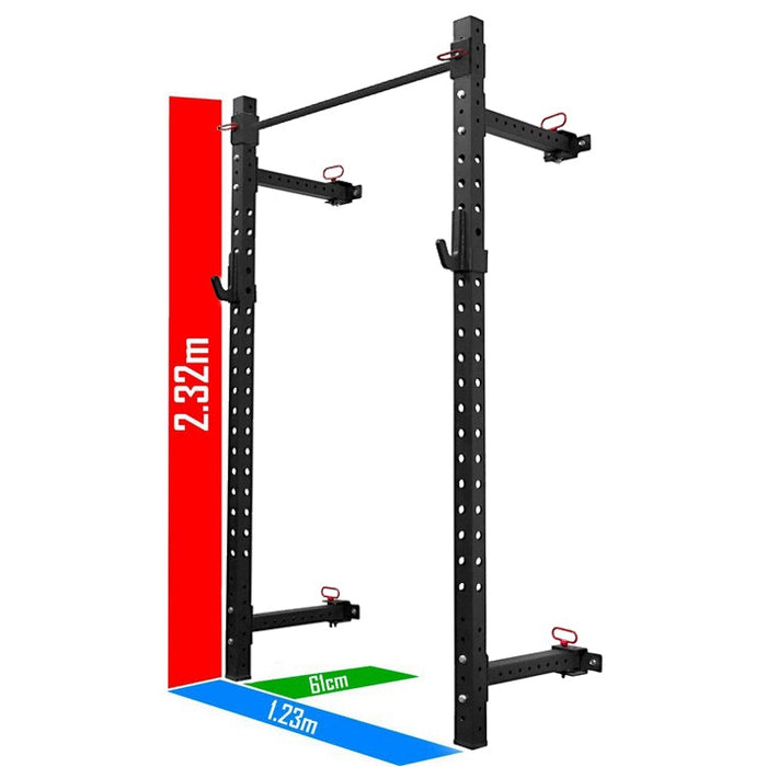 Riot Wall-Mounted Foldable Rack - 2.32m Tall, Black - Strength Shop