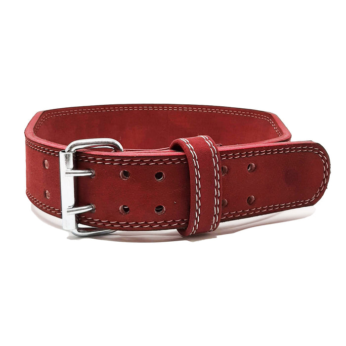 Weightlifting Double Prong Buckle Tapered Belt, Wine Red Colour - 8MM - Strength Shop