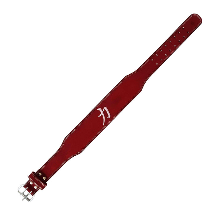 Weightlifting Double Prong Buckle Tapered Belt, Wine Red Colour - 8MM - Strength Shop