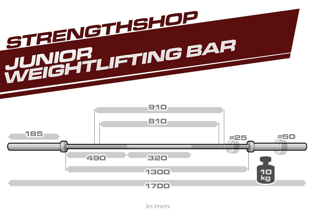 Youth Weightlifting Bar, Spring Steel Shaft, Needle Bearings - 10KG - Strength Shop