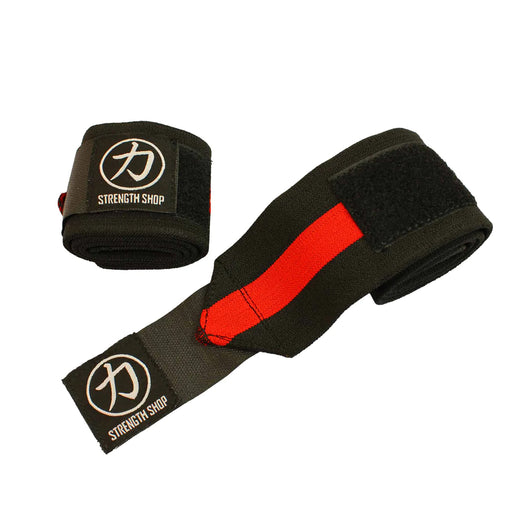 Heavy Wrist Wraps, Black/Red - IPF Approved - Strength Shop