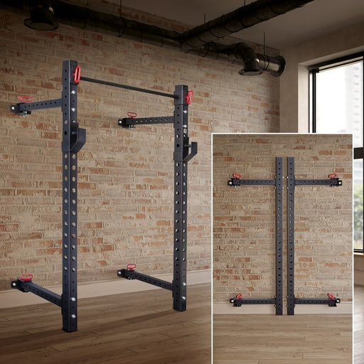 Riot Garage Wall-Mounted Foldable Rack - 1.9m Tall, Black - Strength Shop