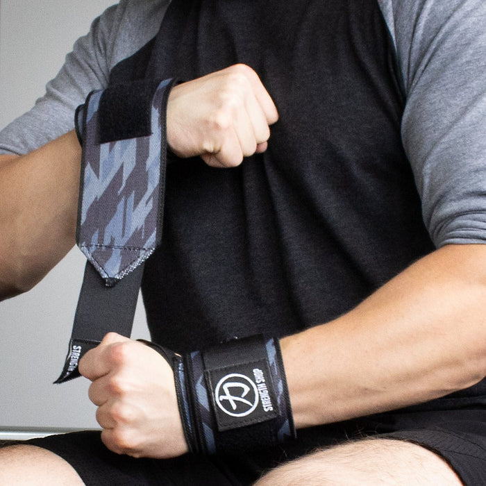 Medium Wrist Wraps - Dark Camo and Black Deadlift / Weightlifting Socks - IPF Approved - Strength Shop
